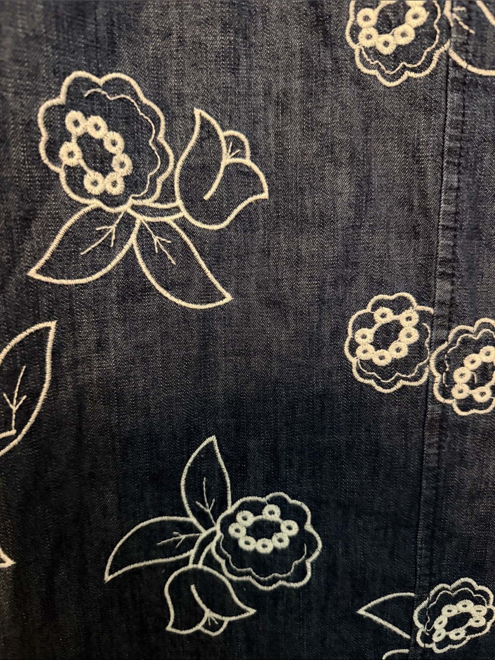 Maeve Anthropologie Blue 100% Cotton Oversized Floral Denim Button-Down Shirt - Picture 7 of 9